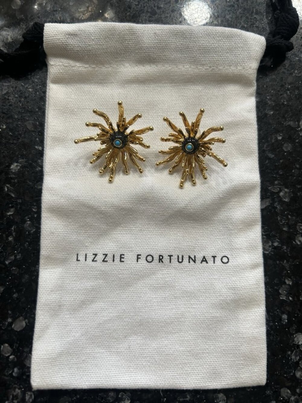 LIZZIE FORTUNATO  Cactus Flower Stud Earrings Missing 1 Plastic Back Hold